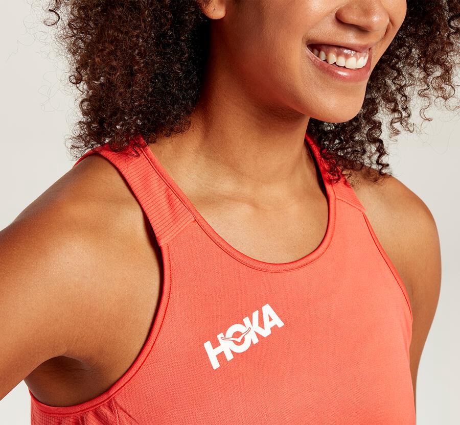 Hoka One One Top Dames - Performance Tank - Oranje - XG5074382